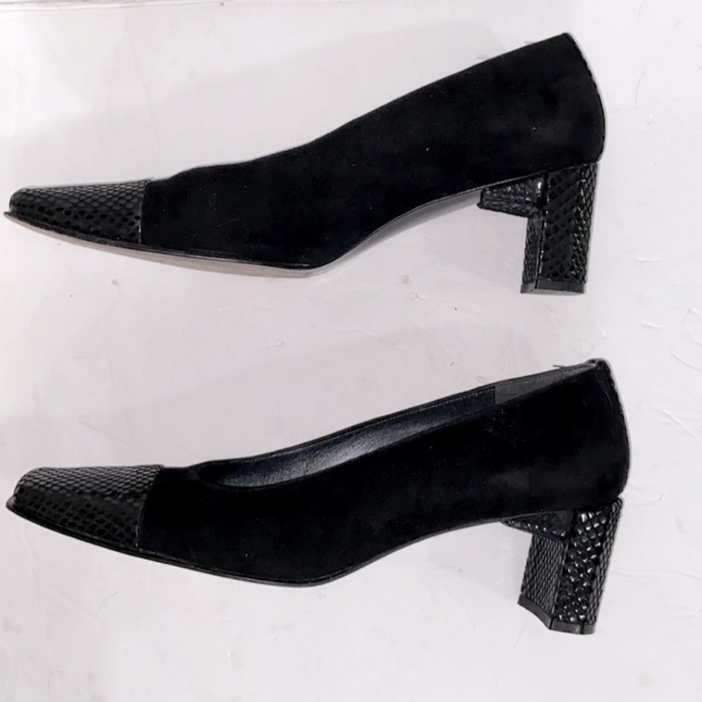 Stuart Weitzman Heels Suede With Cap Toe Faux Sna… - image 2